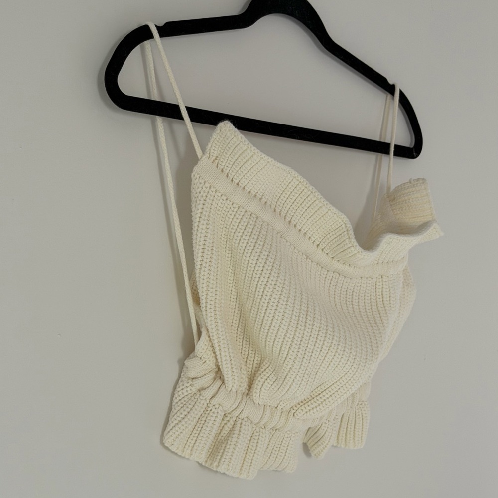 Cream Knit Crop Top